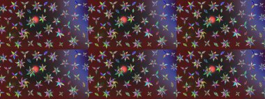 Çiçekli çiçek deseni, suluboya. Renkli Bahar Teması eskiz kalıbı. Raster illüstrasyonu. Mor ve kahverengi renkte çiçekler. Düz Çiçek Elementleri Tasarımı.