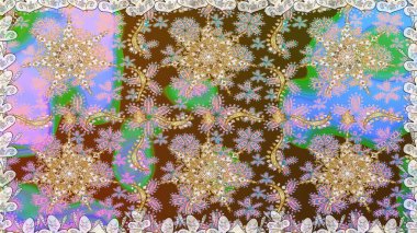 Paisleys zarif çiçek desenli arkaplan duvar kâğıdı çizimi klasik stil, modern 3D çizgili sanat eseri altın ve nötr desenli çiçek yaprakları ve süslemeleri..