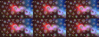 Raster Modaya uygun kumaş deseni. Renkli Bahar Teması eskiz kalıbı. Kahverengi ve mor renkli şirin çiçek desenleri. Düz Çiçek Elementleri Tasarımı.