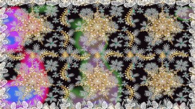 Gri renklerde altın tekrarlayan elementlerle soyut arkaplan. Kusursuz oryantal klasik altın desen.