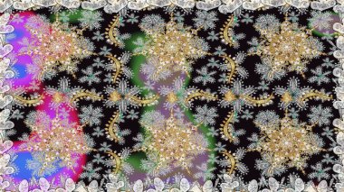 Gri renklerde altın tekrarlayan elementlerle soyut arkaplan. Kusursuz oryantal klasik altın desen.