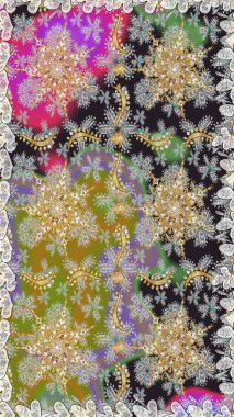 Gri renklerde ve altın elementlerle. Geleneksel oryantasyon süsü. Kusursuz klasik raster altın desenli. Klasik klasik klasik arka plan. Raster illüstrasyonu.