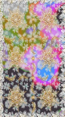 Altın çiçekli, pürüzsüz desen. Gri renklerdeki altın element. Barok tarzında altın çiçekli süs. Damask arkaplanı.