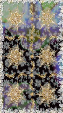 Şam, tasarım için kusursuz desen. Gri renklerde, altın elementli, pürüzsüz desen.