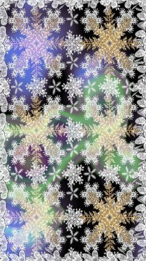 Altın kar taneleri basit, pürüzsüz desen. Gri ve nötr renklerde Raster altın deseni. Soyut duvar kâğıdı, ambalaj dekorasyonu. Kışın sembolü, Mutlu Noel tatili, Mutlu yıllar 2019.