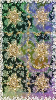 Tarafsız ve gri renklerdeki altın desenli altın elementler. Raster oryantal süs. Kusursuz altın desen.