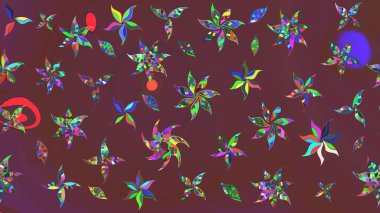 Çiçekli yumuşak bir eskiz şekli. Kahverengi ve yeşil renklerde bahar çiçekleri. Raster çiçekleri klasik tarzda çizilmiş. Raster illüstrasyonu.