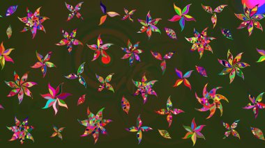 Raster çiçekleri klasik tarzda çizilmiş. Çiçekli yumuşak bir eskiz şekli. Yeşil ve gri renklerde bahar çiçekleri. Raster illüstrasyonu.