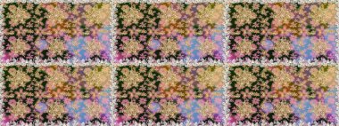 Altın çiçek dikişsiz desen. Gri ve bej renklerde altın eleman. Damask arka plan. Barok tarzda altın çiçek süsü.