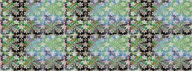 Geleneksel klasik raster altın pürüzsüz desen. Barok tarzında kusursuz bir doğulu süsü. Yeşil ve gri renklerde altın elementler.