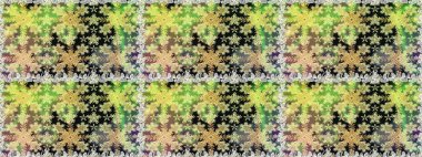 El yapımı dekoratif çerçeve, albüm kapağı, tebrik kartı, klasik Art deco tarzı. Altın karalama fantezi yapraklarından Raster soyut çiçek çelengi ve yeşil ve gri renkte çiçek.