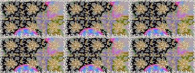 Şam, tasarım için kusursuz desen. Gri renklerde, altın elementli, pürüzsüz desen.