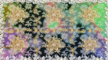 Gri ve nötr renklerde altın desenler ve altın elementler. Klasik klasik klasik arka plan. Geleneksel oryantasyon süsü. Kusursuz klasik raster altın desenli.