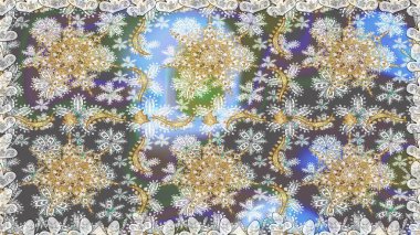 Gri ve nötr renklerde, altın elementlerle klasik, pürüzsüz desen. Raster illüstrasyonu.