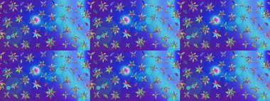 Tekstil, kumaş, kapaklar, duvar kağıtları, baskı, naylon, koleksiyon defteri, örgü, dekupaj için güzel bir eskiz. Küçük mavi, mor ve çiçeklerle oldukça eski bir besin torbası deseni. Millefleurlar.