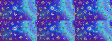 Tekstil, kumaş, kapaklar, duvar kağıtları, baskı, naylon, koleksiyon defteri, örgü, dekupaj için güzel bir eskiz. Küçük mavi, mor ve çiçeklerle oldukça eski bir besin torbası deseni. Millefleurlar.