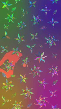 Raster illüstrasyonu. El çizimi. Çiçekli, yapraklı, çiçek desenli çizim..