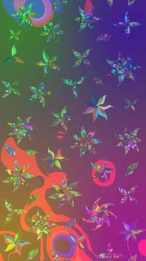 Organik elementler. Suluboya etkisi. Raster deseni. Botanik çizim deseni.