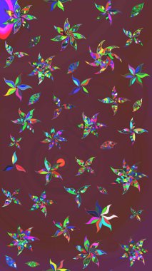 Kahverengi ve yeşil renklerde bahar çiçekleri. Raster illüstrasyonu. Raster çiçekleri klasik tarzda çizilmiş. Çiçekli yumuşak çizim deseni.