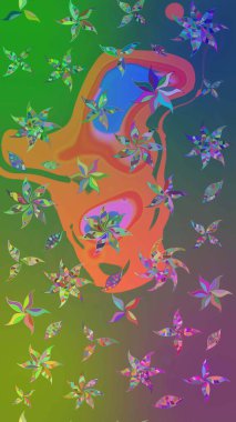 Raster illüstrasyonu. Kumaş, duvar kağıdı ve kağıt üzerine baskı yapmak için gelişen arka plan. Eski usul küçük çiçekli şirin bir eskiz deseni. Moda arka planında parlak buketler.