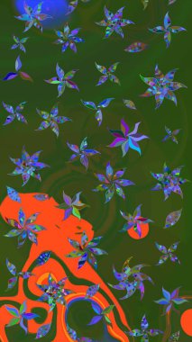 Tomurcukları çiçek olan sevimli bir çiçek deseni. Eskiz geçmişi. Raster illüstrasyonu. Kumaş, tekstil, duvar kağıdı baskısı için. Eski usul. Raster..