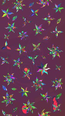 El yapımı çiçek ve bitki koleksiyonu. Raster illüstrasyonu. Eskiz tarzı kahverengi ve mor renkte. Şirin karalamalı çiçek desenli çizim. Raster illüstrasyonu.