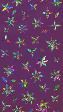 Sevimli çiçek raster deseni. Düz Çiçek Elementleri Tasarımı. Mor ve yeşil renkli çiçekler. Renkli Bahar Teması çizim şablonu.