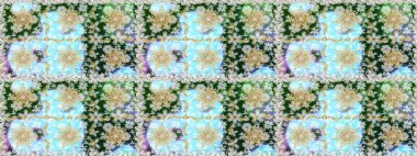 Dekoratif simetri arabesk. Kusursuz ortaçağ çiçek deseni. Doğum günü kartı, davetiye ya da afiş için iyidir. Raster illüstrasyonu. Tarafsız ve mavi renklerde altın.