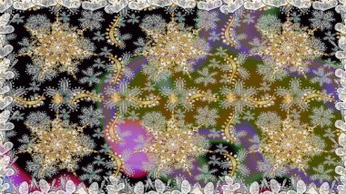 Barok tarzında kusursuz bir doğulu süsü. Gri ve nötr renkler üzerine geleneksel altın pürüzsüz desen.