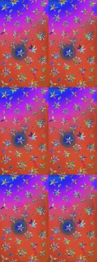 Şirin çiçek elementleri. Raster illüstrasyonu. Taslak desenli, modaya uygun kumaş deseni. Renkli Bahar Teması eskiz kalıbı. Düz Çiçek Elementleri Tasarımı.