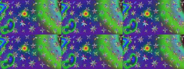 Arkaplan dokusu, duvar kağıdı, yeşil ve mavi renkli çiçek teması. Soyut etnik raster çizim kalıbı. Kabile sanatı boho baskısı, klasik çiçek arkaplanı.