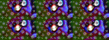 Çiçek desenli eskiz, yaz çiçekleri. Düz Çiçek Elementleri Tasarımı. Yeşil ve kahverengi renkli çiçekler. Renkli Bahar Teması çizim şablonu.