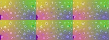 Küçük çiçekte güzel bir desen. Moda baskıları için zarif bir şablon. Küçük renkli çiçekler. Motley illüstrasyonu. Tarafsız ve yeşil çiçekli bahar çiçekleri.