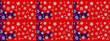 Kırmızı ve nötr renkte çiçekler. Renkli Bahar Teması çizim kalıbı. Düz Çiçek Elementleri Tasarım Raster illüstrasyonu. Çiçekli çiçek deseni, suluboya..