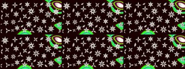 El çizimi. Raster illüstrasyonu. Çiçekli, yapraklı, çiçek desenli çizim..