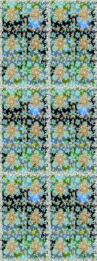 El yapımı dekoratif çerçeve, albüm kapağı, tebrik kartı, klasik Art deco tarzı. Raster soyut çiçek çelengi altın karalama fantezi yaprakları ve tarafsız ve mavi renkte çiçek.