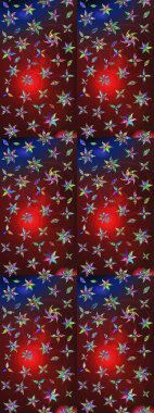 Çiçekli karalama şeklinde Raster çiçek deseni. Raster illüstrasyonu. Nazikçe, bahar çiçekleri kahverengi ve kırmızı renklerde.