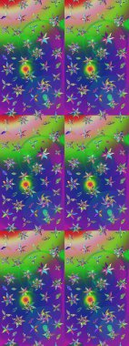 Küçük çiçekteki sevimli çiçek deseni. Yeşil ve mavi renkte çiçekler.