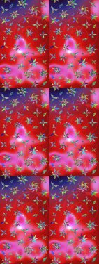 Renkli Bahar Teması eskiz kalıbı. Sevimli çiçek raster deseni. Kırmızı ve pembe renkte çiçekler. Düz Çiçek Elementleri Tasarımı.