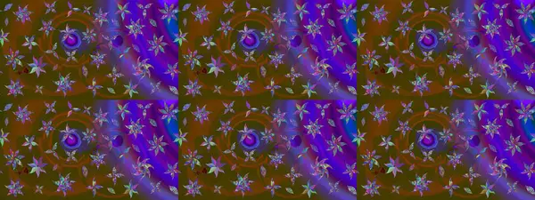 Eskiz arkaplan modeli. Kahverengi ve menekşe rengi yapraklı yabani çiçekler. Suluboya, elle çizilmiş. Raster illüstrasyonu.