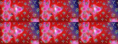 Renkli Bahar Teması eskiz kalıbı. Sevimli çiçek raster deseni. Kırmızı ve pembe renkte çiçekler. Düz Çiçek Elementleri Tasarımı.