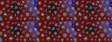 Küçük çiçekteki sevimli çiçek deseni. Kırmızı ve kahverengi renkte çiçekler.