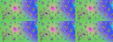 Çiçek desenli eskiz. Yeşil ve mavi renkte çiçekler. Tişört baskısı için çiçek boyama rasteriName.