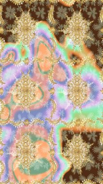 Raster oryantal süs. Altın elementlerle nötr renklerde altın desen. Altın deseni çiz.