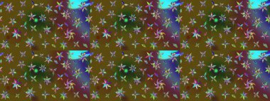 Raster illüstrasyonundaki çiçek desenli çizim. Düz Çiçek Elementleri Tasarımı. Renkli Bahar Teması eskiz kalıbı. Süslü kumaş deseni.