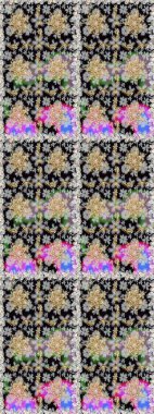 Raster illüstrasyonu. Kusursuz damaske klasik altın desen. Gri ve siyah renklerde altın sarısı desenler. Tekrarlayan ögelerle soyut arkaplan Raster.