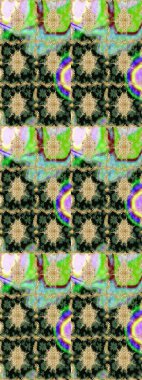 Tekrarlayan elementlerle soyut arkaplan oluşturun. Klasik altın desenli eskiz. Altın elementli yeşil renklerde altın eskiz deseni. Raster illüstrasyonu.