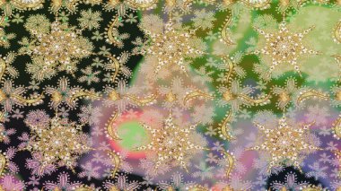 Paisleys zarif çiçek desenli arkaplan duvar kâğıdı çizimi klasik stil, modern 3D çizgili sanat eseri altın ve nötr desenli çiçek yaprakları ve süslemeleri..