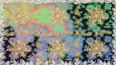 Gri renkli ve altın elementli altın desenli. Raster oryantal süs. Barok tarzında kusursuz bir doğulu süsü. Geleneksel klasik altın desen.