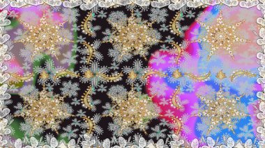 Gri ve altın desenli. Klasik raster şablonu. Tekrarlayan ögelerle kusursuz soyut arkaplan.